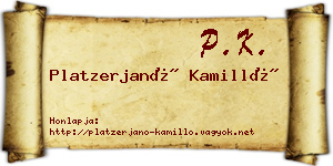 Platzerjanó Kamilló névjegykártya